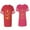 Men Red / Women Pink, variant on King Queen Pentagon Gold Matching Couple Cotton Jerseys (Men Red / Women Black) (Men S / Women S)