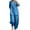 Blue, variant on 2 Piece Plus Size Sets for Women Fall Loose Casual Solid Color Cotton Linen Three Quarter Sleeved Top Wide Leg Pants Two-piece Set