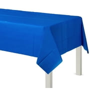 Amscan Go Brightly Solid Plastic Table Cover, 54" x 108", Blue
