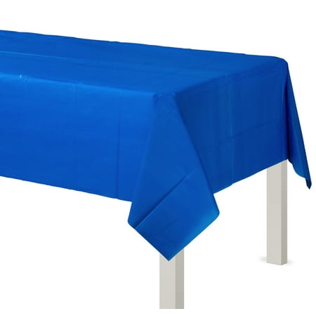 Amscan Go Brightly Solid Plastic Table Cover, 54" x 108", Blue