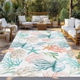 thumbnail image 2 of Teal Red Jellyfish Coastal Outdoor Rug 3x5 Ft - Reversible Patio Rug Outdoor Camping Rugs, Summer Beach Coral Starfish Nautical Indoor Outdoor Area Rugs, Non-Slip Outdoor Carpet Runner for Deck/Porch, 2 of 8