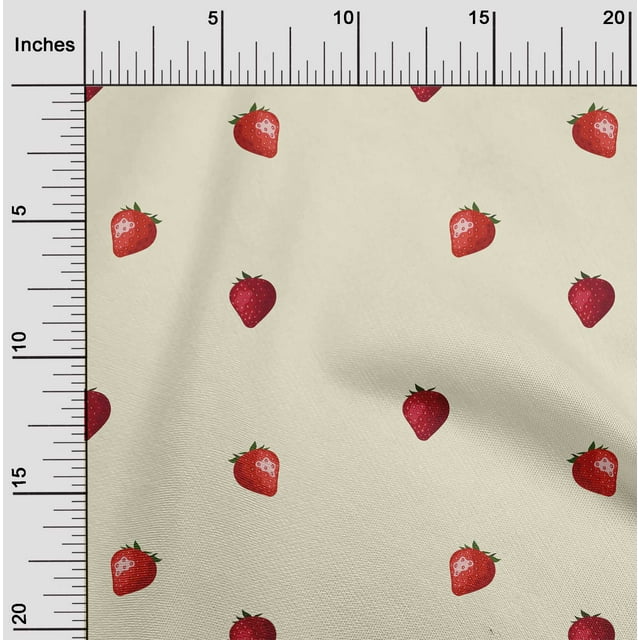 oneOone Tissu Viscose Georgette Imprimé Fraise 1 Yard 42 Pouces de Large