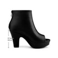 thumbnail image 6 of BLISSFUL STEP Women's Ankle Boots Faux Leather Peep Toe Platform Chunky Heel Back Zip Boots Black 7, 6 of 8