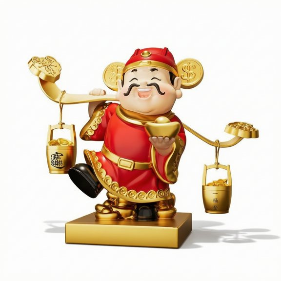 EHJRE Lucky God Figurine Statue Ornament Gold Accents Shine for Home Decoration Retail Counters Reception Areas