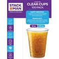 thumbnail image 3 of Stack Man [100 Pack - 16 oz.] Clear Disposable Plastic Cups PET Crystal Clear Disposable 16oz Plastic Party Cups Tumblers, 3 of 7