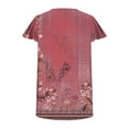 thumbnail image 4 of Short Sleeve Summer Tops for Women 2024, Flutter Sleeve Pleated Tunic Top Womens Polyester T-shirts Loose Fit (XL, Wine 01) Major Deals, 4 of 5
