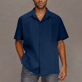 thumbnail image 2 of Quinlirra Men's Shirts Button Up Shirt Casual Summer Beach Shirt Solid Color Short Sleeved Lapel Top/shirt, 2 of 6