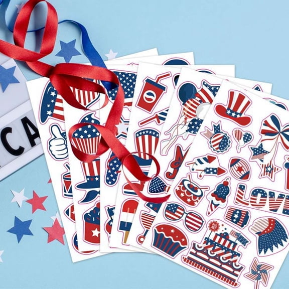 174 Pcs 4th of July Patriotic Graffiti Stickers, Independence Day Waterproof Decals, Decorative Labels for Phone Case Water Cup Suitcase Laptop Party Supplies