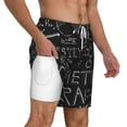 thumbnail image 2 of Sigee Black Scientific Print Mens Swim Trunks with Compression Liner Quick Dry Swim Stretch Beach Shorts with Pockets,S-3XL, 2 of 7