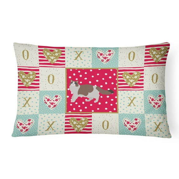 Carolines Treasures CK5688PW1216 Ragdoll 3 Cat Love Canvas Fabric Decorative Pillow, Red, 12H x16W, multicolor