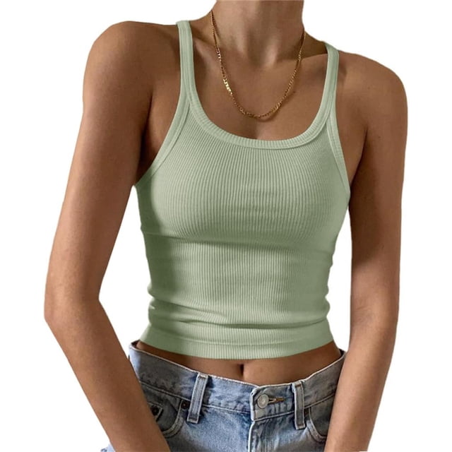 Artfish Women's Sleeveless Tank Top Form Fitting Scoop Neck Ribbed Knit Basic Cami Shirts