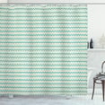 thumbnail image 1 of Chevron Shower Curtain, Zigzag Stripes with Pastel Colors Hand Drawn Geometric Illustration, Fabric Bathroom Set with Hooks, 69W X 84L Inches Extra Long, Turquoise Pink and Ivory, by Ambesonne, 1 of 3