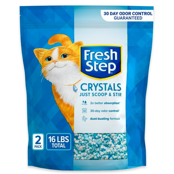 Arena para gatos Fresh Step Crystals perfumada, 3,6 kg, paquete de 2