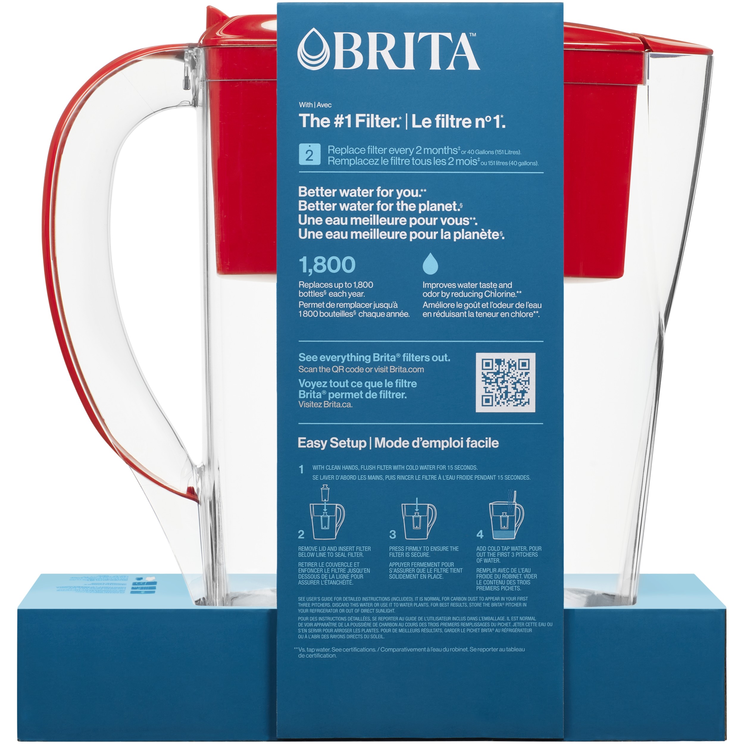 Brita Space Saver Water Filter Pitcher, 6 Cup - Red - image 4 of 10