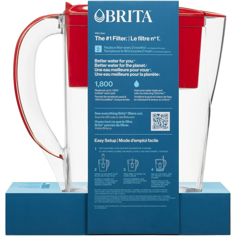 Brita Space Saver Water Filter Pitcher, 6 Cup - Red Brita Space Saver Water Filter Pitcher, 6 Cup - Red