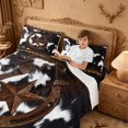 thumbnail image 3 of meiyoeat Vintage Texas Stars King Sheets For Boys,Rustic Farmhouse Cowhide Bedding For Kids,4 Pieces, 3 of 6