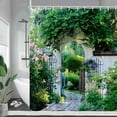 thumbnail image 3 of Vintage Italian Town Street Landscape Shower Curtains Natural Flowers Vine Plant Garden Wall Hanging Home Bathroom Curtain Decor, 3 of 6