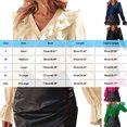 thumbnail image 3 of HomeDM Womens Button Down Shirts Ruffle V Neck Tops Long Sleeve Smocked Cuff Shirts Work Tops for Women Trendy Solid Color - Beige/2XL, 3 of 5
