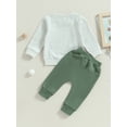 thumbnail image 4 of Bagilaanoe 2PCS Toddler Baby Boy Long Pants Set Letter Print Long Sleeve Sweatshirt Pullover Tops + Drawstring Sweatpants 6M 12M 18M 24M 3T Kids Casual Sweatsuits, 4 of 8