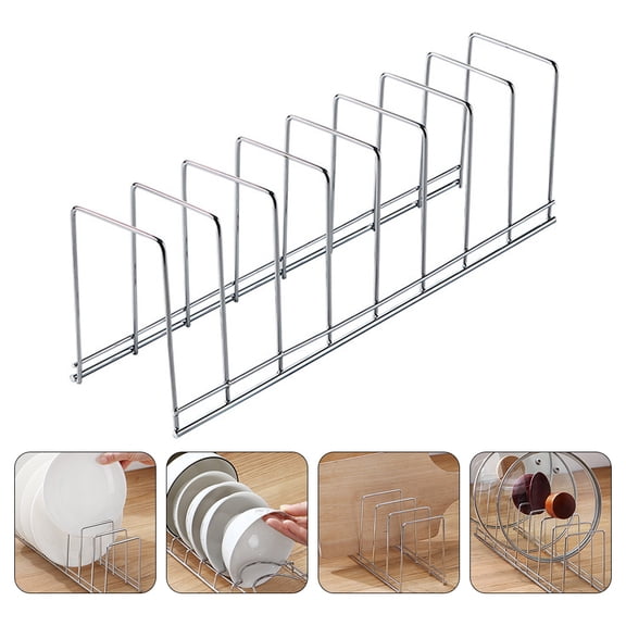 IBASETOY 1Pack Silver Iron Dinner Plate Storage Rack Organizing for Families
