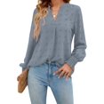 thumbnail image 3 of Jelly Blusa de gasa para mujer, informal, de negocios, manga larga, cuello en V, elegante, para oficina, trabajo, otoño, 3 of 5