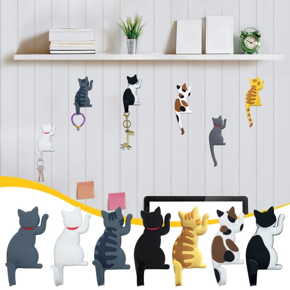 Fufafayo under $5 7Pcs Refrigerator Hook, Refrigerator Magnet Hook, Japanese Cat Tail Design, Flexible, Strong Hold, for Kitchen, Office, Locker, Tool Organization, Metal Surfaces
