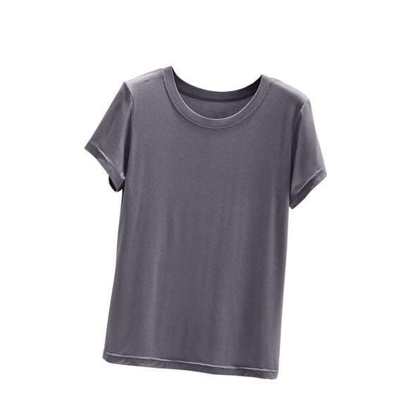 Bosfbaoi Pajama Tops For Women Modal Short Sleeve T-Shirt Classic Crew Neck Soft Breathable Basic Sleepwear Tee