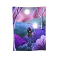 thumbnail image 7 of DouZhe Ultra-Soft Micro Fleece Lightweight Flannel Bed Blanket, Gnome Moon Snow Purple Print Cozy Warm Throw Blankets, 60"x50", 7 of 7