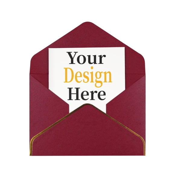 Personalized Photo Greeting Card with Envelope - Custom Greeting Card with Your Own Picture, Logo, or Text for Christmas, Birthdays, Weddings, and Holidays - Dark Red - 2 Pcs