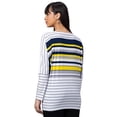 thumbnail image 3 of Globus Women White Striped Boat Neck Longline Top, 3 of 6