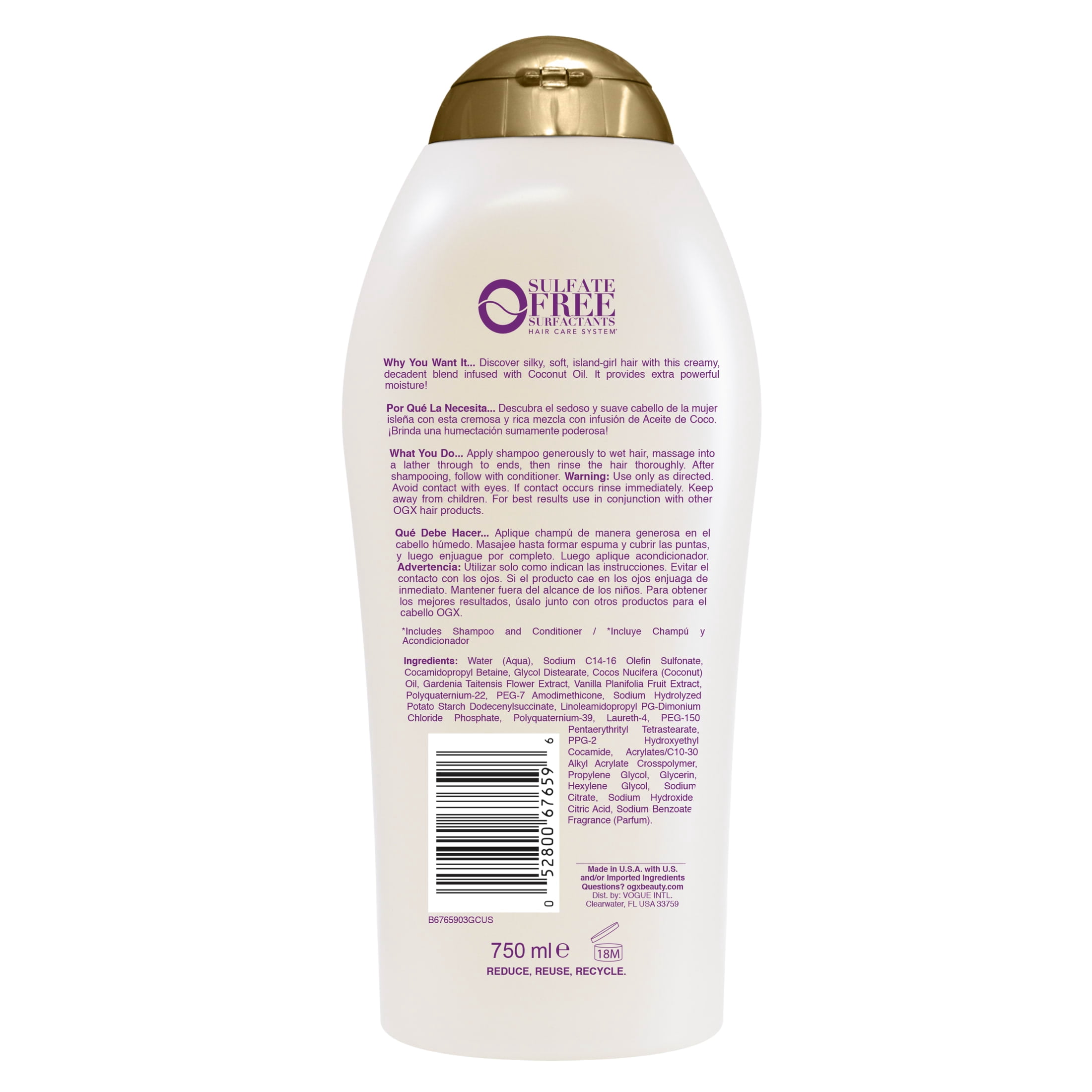 OGX Extra Strength Damage Remedy Repairing Daily Shampoo with Coconut Miracle Oil, 25.4 fl oz