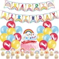 thumbnail image 1 of Kit de globos de látex con forma de arcoíris, 32 unidades, con decoración para tartas, 1 of 4