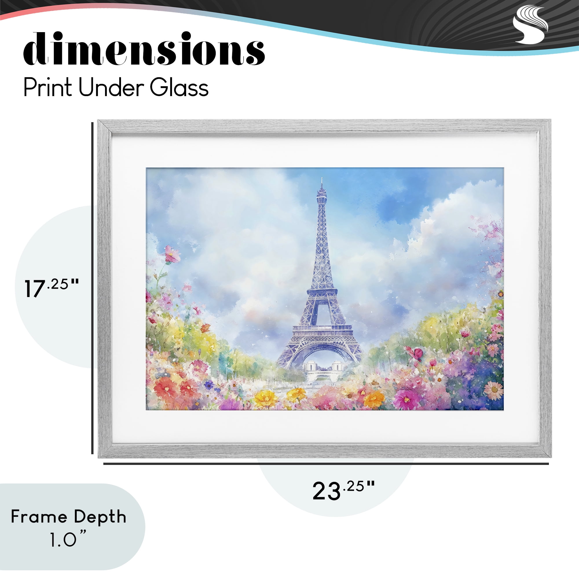 Stupell Industries Rainbow Spring at Eiffel Tower Gray Framed Print Under Glass, design by Creative Studio