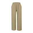 thumbnail image 4 of FINALGANG Women Versatile Trousers Solid Color Elastic Waistband Casual Pants Wide Leg Oversized Sweatpants With Pockets Relaxed Fit Comfort Daily Wear, 4 of 5