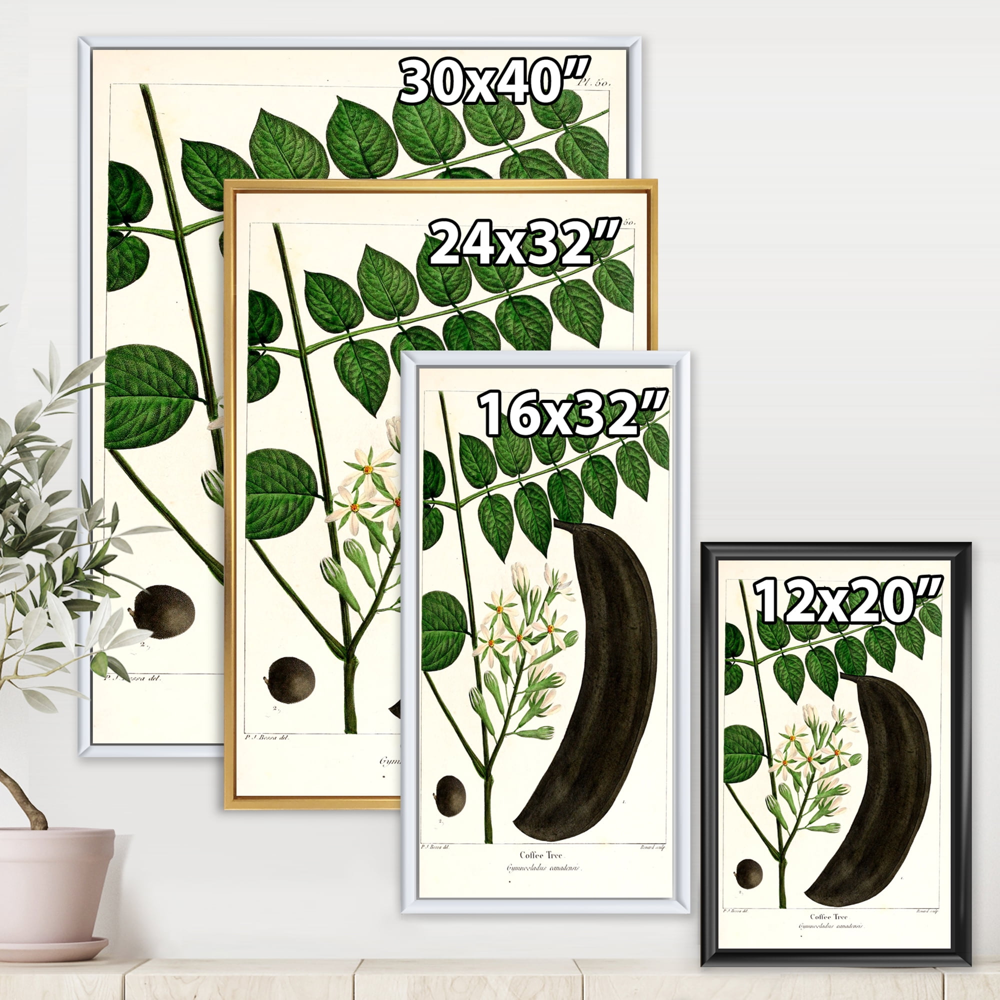 Ancient Plant Life IX 12 in x 20 in Framed Painting Canvas Art Print, by Designart