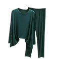 thumbnail image 2 of Pajamas Women's Long Sleeve Pj Set Soft 2 Piece Loungewear Sleepwear with Jogger Pants,Green,XL, 2 of 4