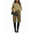 thumbnail image 2 of Veste Bombardier Bouffante pour Femmes Surdimensionnée Décontractée de Rue à Manches Chauve-Souris avec Col à Revers Plissé et Fermeture Éclair Verte G, 2 of 9
