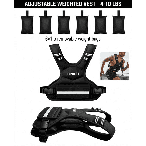 Adjustable Weighted Vest 4-10LBS with Optional Kettlebell Pouch, Removable Weight Set Running Vest Workout Equipment for Men & Women, for Strength Training, Running & Weight Loss