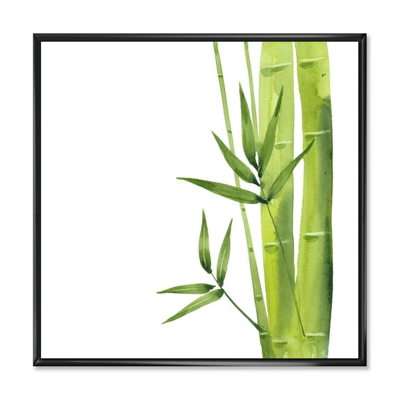 Designart 'The Forest of Bamboo Branches V' Tropical Framed Canvas Wall Art Print