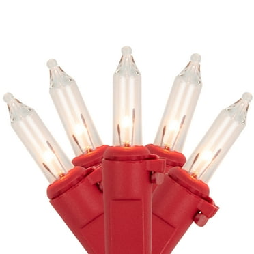 Northlight 50-Count Clear Mini Christmas Light Set 10ft Red Wire