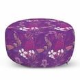 thumbnail image 1 of Garden Art Pouf Cover with Zipper, Wedding Themed Exotic Tropical Flowers and Leaves Summer, Soft Decorative Fabric Unstuffed Case, 30" W X 17.3" L, Violet Magenta, by Ambesonne, 1 of 5
