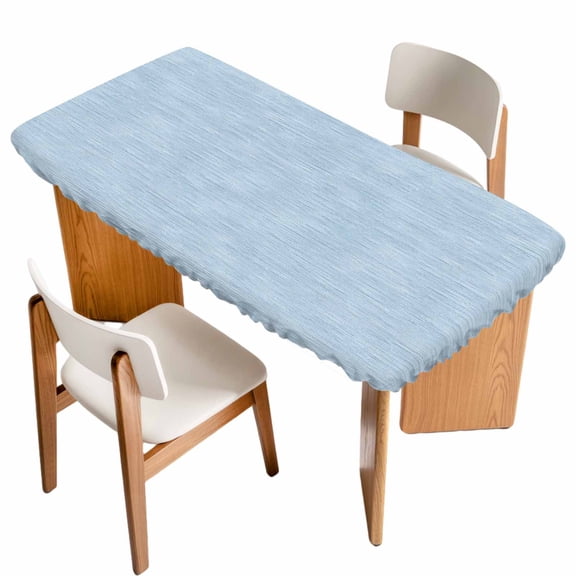 Ice Blue Fitted Rectangle Tablecloth 24" x 50" Country Vintage Minimalist Farmhouse Solid Color Elastic Table Cloth Fits for 4 Foot Folding Tables Waterproof Table Cover for Picnic Camping Outdoor