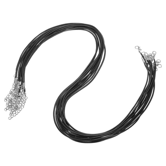 10pcs 24 Inch Waxed Necklace Cord with Clasp 2mm Waxed Leather Cord Rope for Jewelry Making,Black