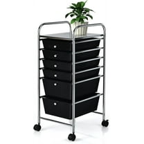 RONG-3 6-Drawer Organizer Cart Tools, Mobile Utility Storage Cart with Removable Drawers & Lockable Wheels, Rolling Storage Cart with Wheels for Home Office,Black