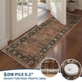 thumbnail image 4 of Floral Kitchen Rugs 2x6, Washable Non Slip Distressed Print Entryway Mat Ultra Thin Low Pile Runner Rug for Hallway Laundry Bathroom, Brick Brown, 4 of 8