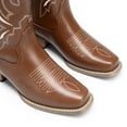 thumbnail image 2 of DREAM PAIRS Women's Cowboy Boots Mid Calf Cowgirl Boots Embroidery Stitched Square Toe Western Boots Wide Width, 2 of 6