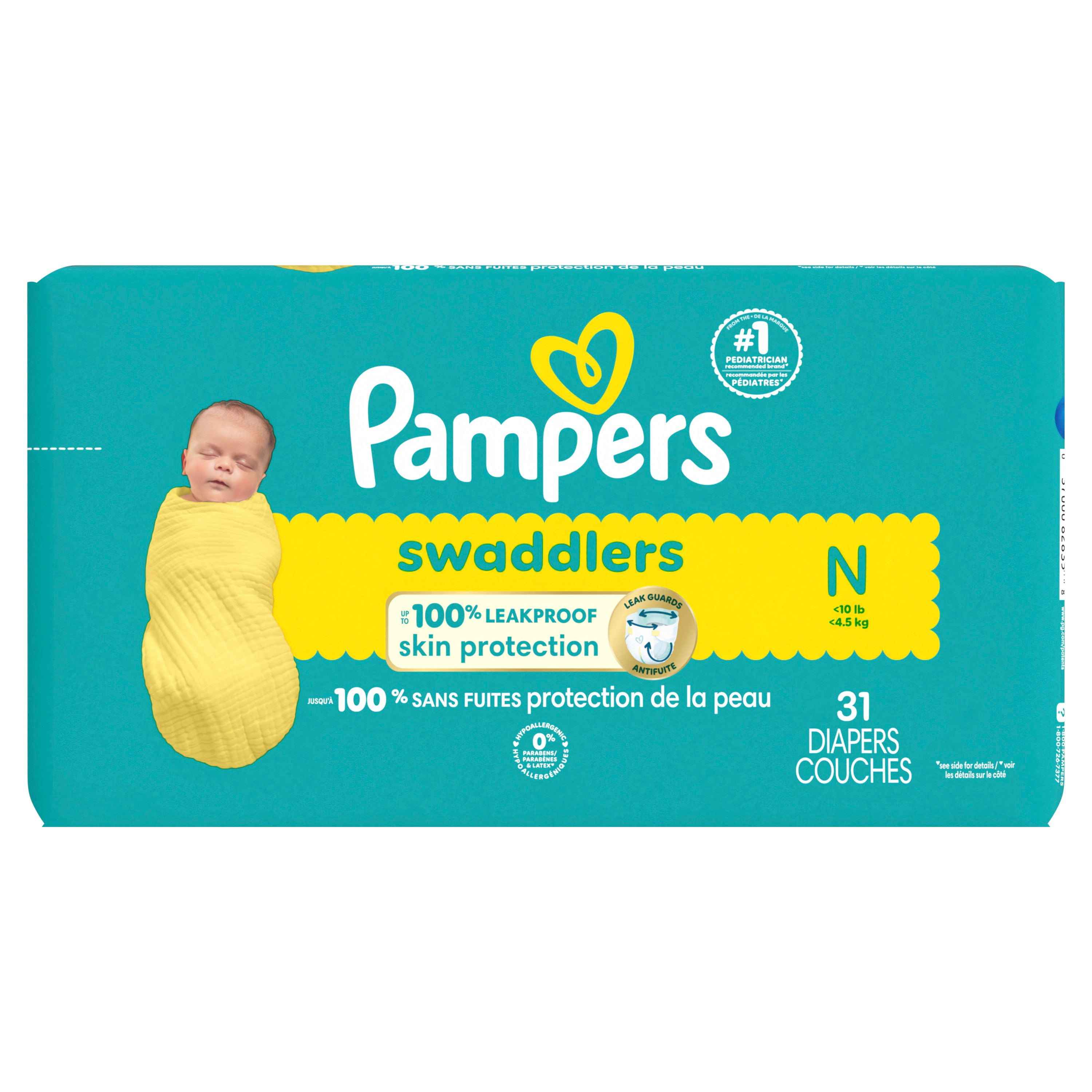 Pampers Swaddlers Diapers, Size 0 (up to 10 lbs), Absorbent, Keeps Baby Dry and Comfortable, Skin Safe Disposable Baby Diaper, 31 Count