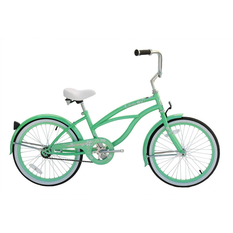 JETTA 20 Beach Cruiser Coaster Brake Single SP Stainless Steel Spokes One Piece Crank Alloy Rims 36H Color Mint Green Walmart