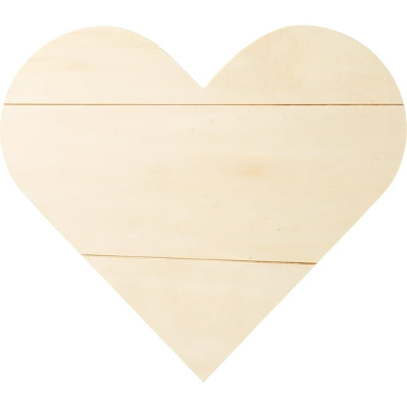 Plaid Wood Surface, Heart Shaped Plaque, 1 Piece, 12 1/2" x 12 1/8", Unfinished Wood