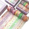 thumbnail image 3 of Flmtop 10 Rolls Washi Tape Set Black Gold Foil Floral Decorative Masking Paper Sticker for Craft Scrapbook Journal DIY Gift Wrapping, 3 of 7